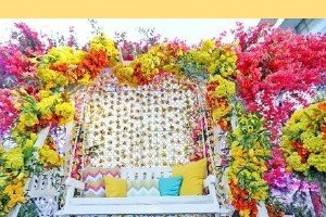Floral Swing for Haldi Photos - Game Jockey & Team Building Udaipur