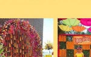 Pink Floral Mehendi Sofa Backdrop - Game Jockey & Team Building Udaipur